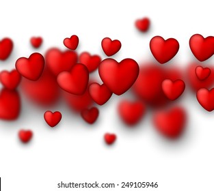 Valentine's background with 3d red hearts. Vector illustration. 