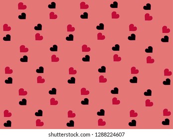Valentines background with beautiful black and pink hearts