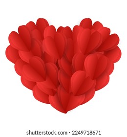 Valentine's Background with Big red heart paper cut style on white background ,for February 14, Vector illustration EPS 10