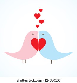Valentine's background with birds. Vector illustration.