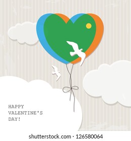 Valentine's background with birds. Vector illustration.