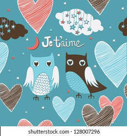 Valentine's background with birds. Vector illustration
