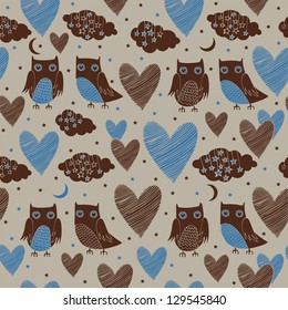 Valentine's background with birds. Vector illustration