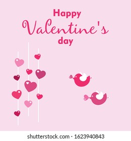 Valentine's background with birds. Vector illustration.
