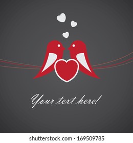 Valentine's background with birds. Vector illustration and place for your text
