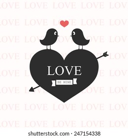 Valentine's background with birds. Vector illustration.