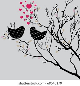 Valentine's  background with birds for you. vector illustration