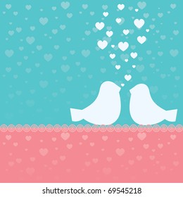 Valentine's  background with birds for you. vector illustration