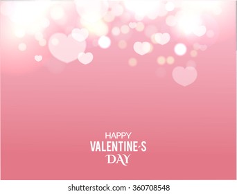 Valentine's Background with Blur Hearts. Greeting Card. Vector illustration