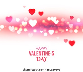 Valentine's Background with Blur Hearts. Greeting Card. Vector illustration