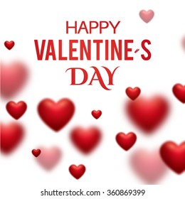 Valentine's Background with Blur Hearts. Greeting Card. Vector illustration