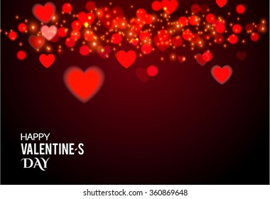 Valentine's Background with Blur Hearts. Greeting Card. Vector illustration