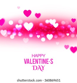 Valentine's Background with Blur Hearts. Greeting Card. Vector illustration