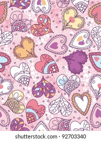 valentines background with  color hearts, vector illustration