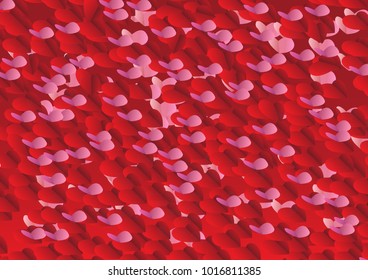 Valentines Background concept in red color with happy valentines day greetings card in paper cut red heart with pink hearts elements. Vector illustration.
