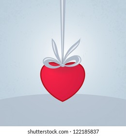 Valentines background - dark velvet valentines heart with silver ribbon.