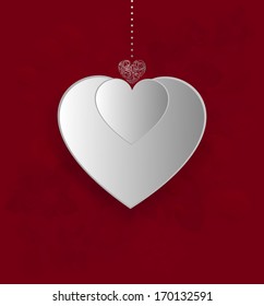 Valentine's Background With Design Heart On A Red Background