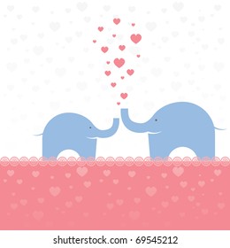 Valentine's  background with elephant for you. vector illustration