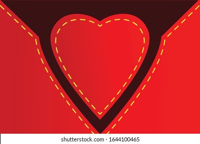 Fondo de San Valentín con marco bordado y corazón