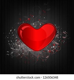 Valentines Background With Heart And Floral Ornate, file contains transparency effects and gradient mesh