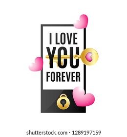 Valentine's background with heart and key
