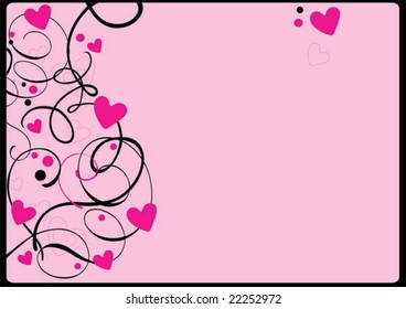 Valentines background with hearts and curves