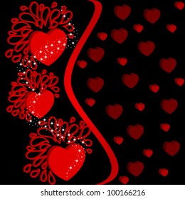Valentines background with hearts and ornament