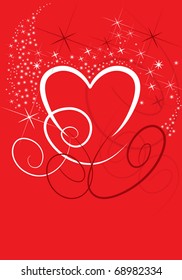 Valentines background with hearts, pattern, ornament and stars