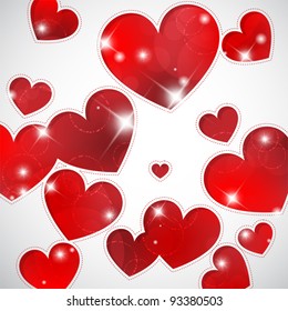 Valentine's background with hearts shapes and lights