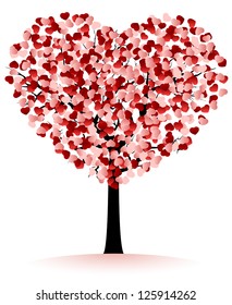 Valentines background with hearts tree, illustration.