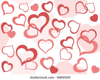 Valentines background with hearts - vector illustration