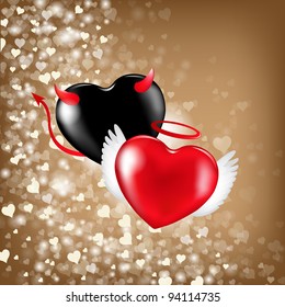 Valentines Background With Hearts, Vector Illustration