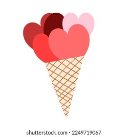 Valentine's Background with ice cream heart on white background ,for February 14, Vector illustration EPS 10