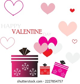 Valentines background love and box Open gift box full of decorative festive object. Holiday banner, web poster, flyer, stylish brochure, greeting card, cover. Romantic background.