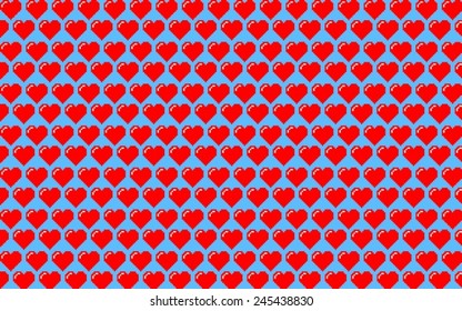 Valentines background made of hearts in red and blue tones