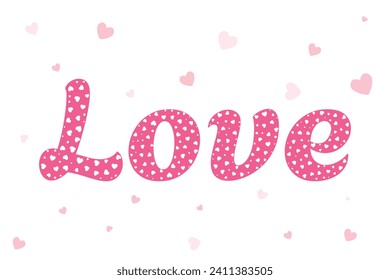 Valentines background made with love text white hearts