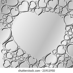 Valentines background made from silver hearts