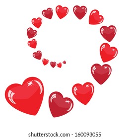 Valentine's background with many hearts isolated on white