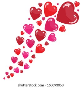 Valentine's background with many hearts isolated on white
