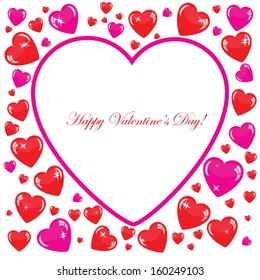 Valentine's background with many hearts isolated on white