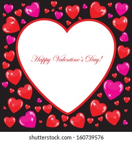 Valentine's background with many hearts on black phone