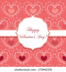 Valentines background with ornate hearts