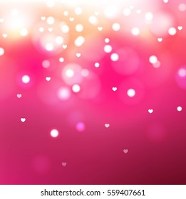 Valentine's Background pink with Blur Hearts. Greeting Card. Vector illustration design.