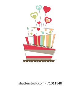 Valentine's background with pink cake. vector illustration