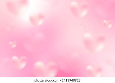 Valentines Background With Pink Hearts Bokeh Light. Wedding Backdrop. Vector Illustration. Balloons