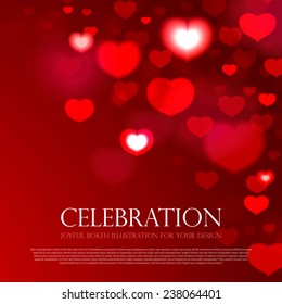 Valentine's background. Shining bokeh hearts. Vector illustration.