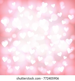 Valentines background with shiny hearts bokeh