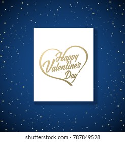 Valentine's background with stars and golden heart with Happy Valentine's Day.