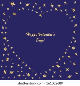 Valentine's background with stars on blue phone