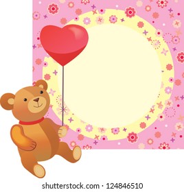 Valentine's background Teddy bear with a heart balloon